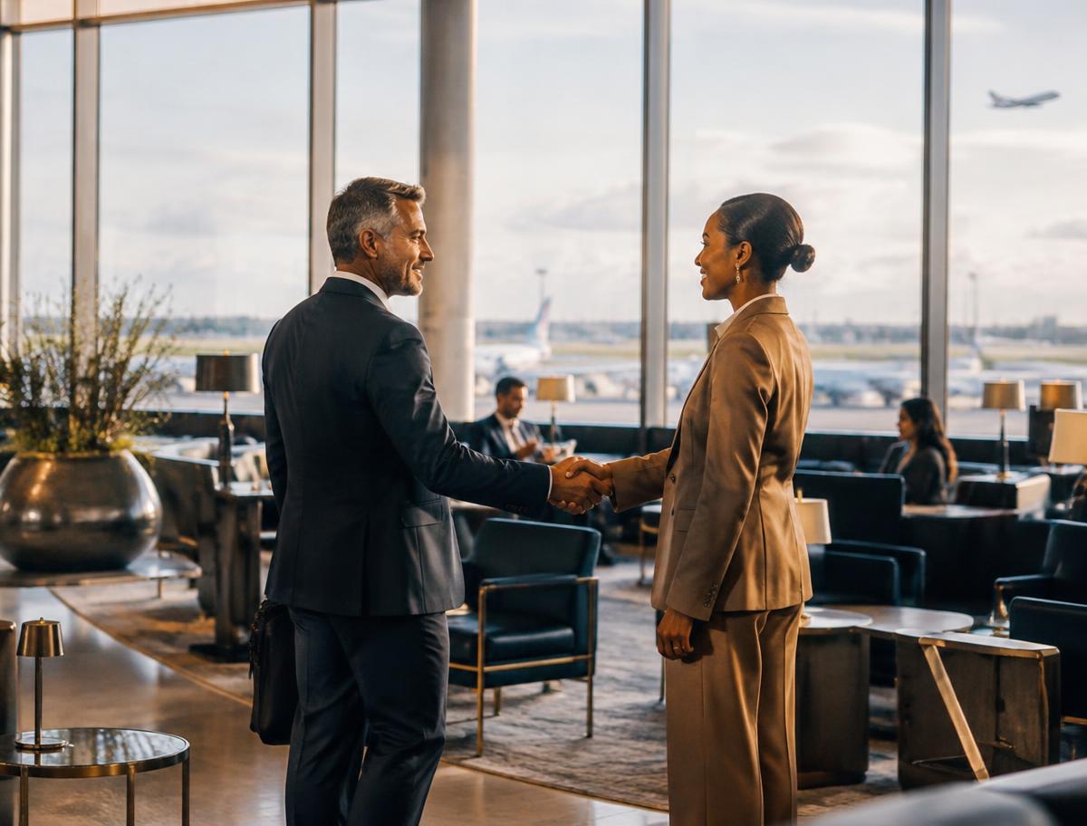International business partners shaking hands